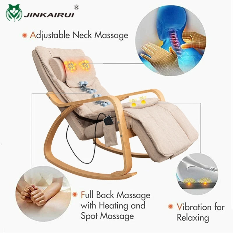 BlissWave Massage Pro®Electric Massage Rocking Chair: Back, Lumbar, and Cervical Kneading with Heating, Vibration, and Washable Pillow