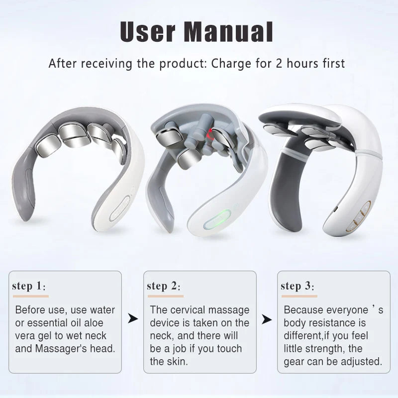 NeckEase Pro Max® - Smart Electric Neck Massager with TENS Pulse & Magnetic Heat Therapy