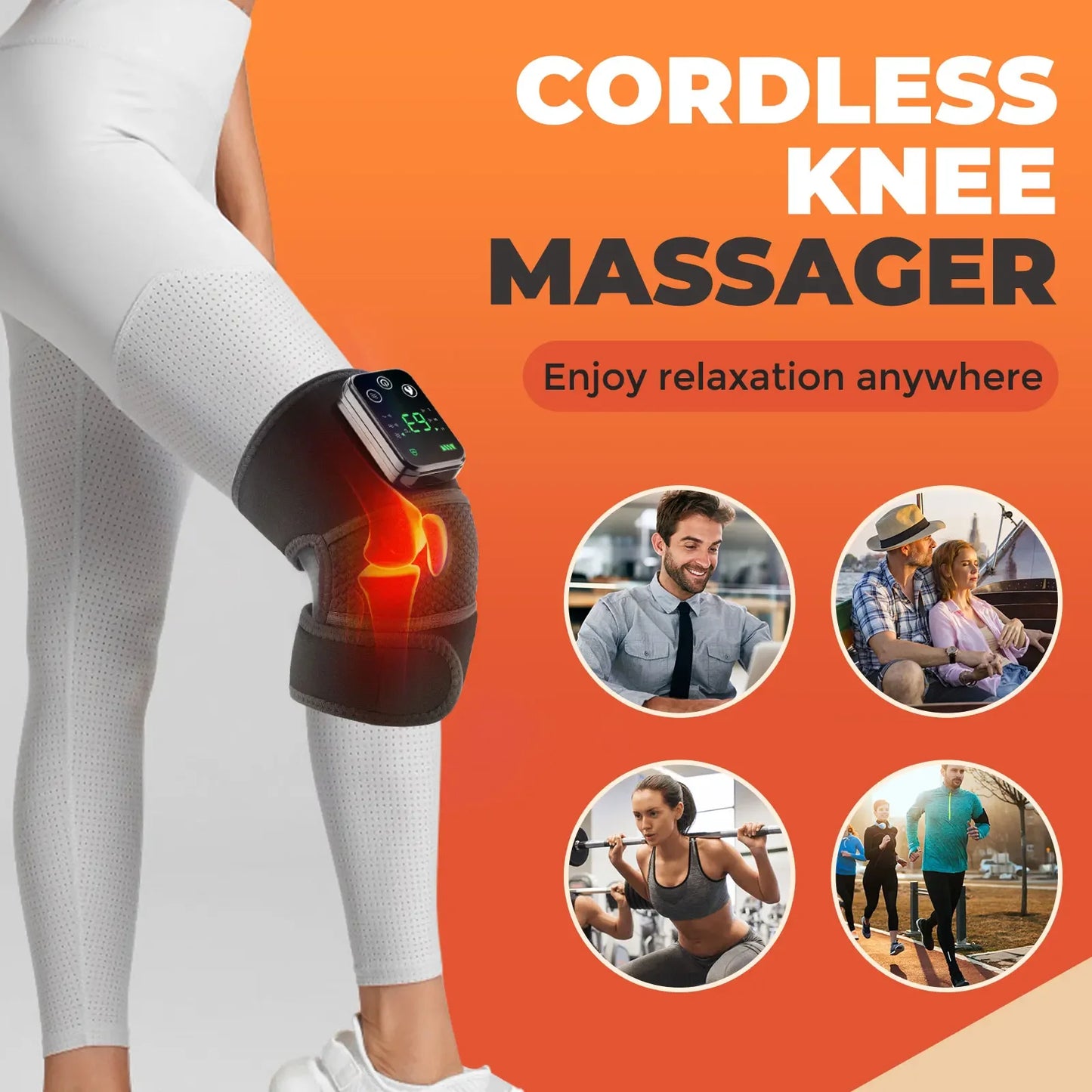 ThermoFlex Joint Massager ®Electric Heated Knee Massager: 3-in-1 Heating, Vibration, and Pain Relief