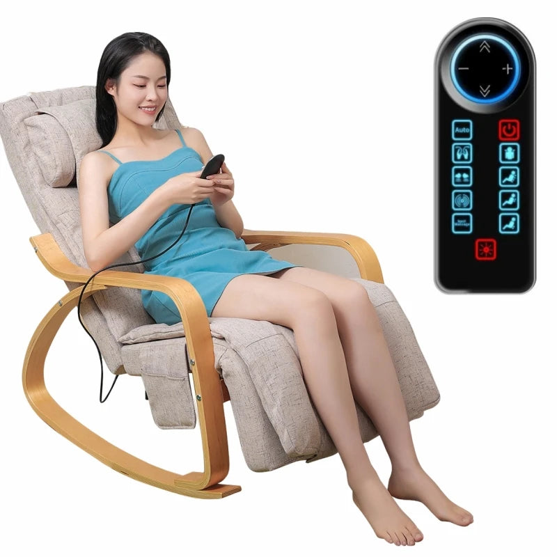 BlissWave Massage Pro®Electric Massage Rocking Chair: Back, Lumbar, and Cervical Kneading with Heating, Vibration, and Washable Pillow