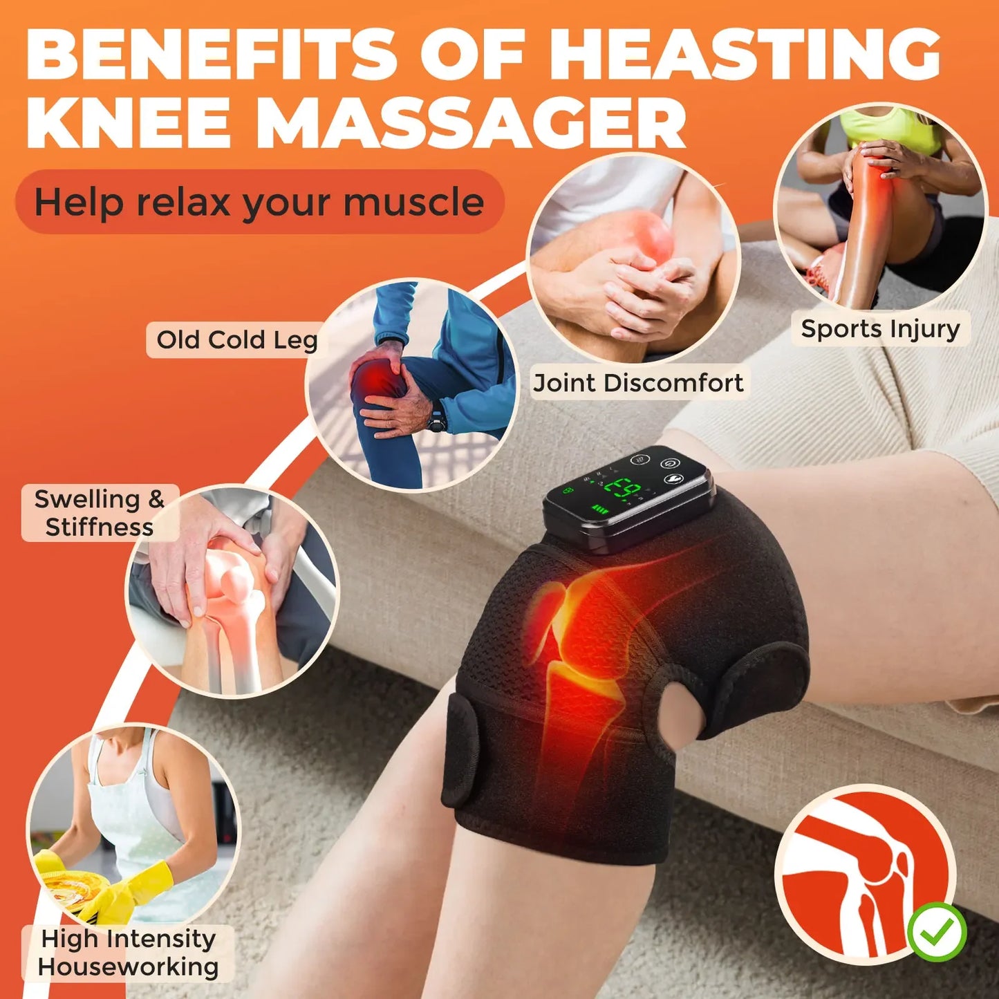 ThermoFlex Joint Massager ®Electric Heated Knee Massager: 3-in-1 Heating, Vibration, and Pain Relief