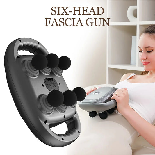 Six-Head Pro Massage Gun ®Fascia Gun: 6 Heads, High-Frequency Vibration for Deep Muscle Relaxation