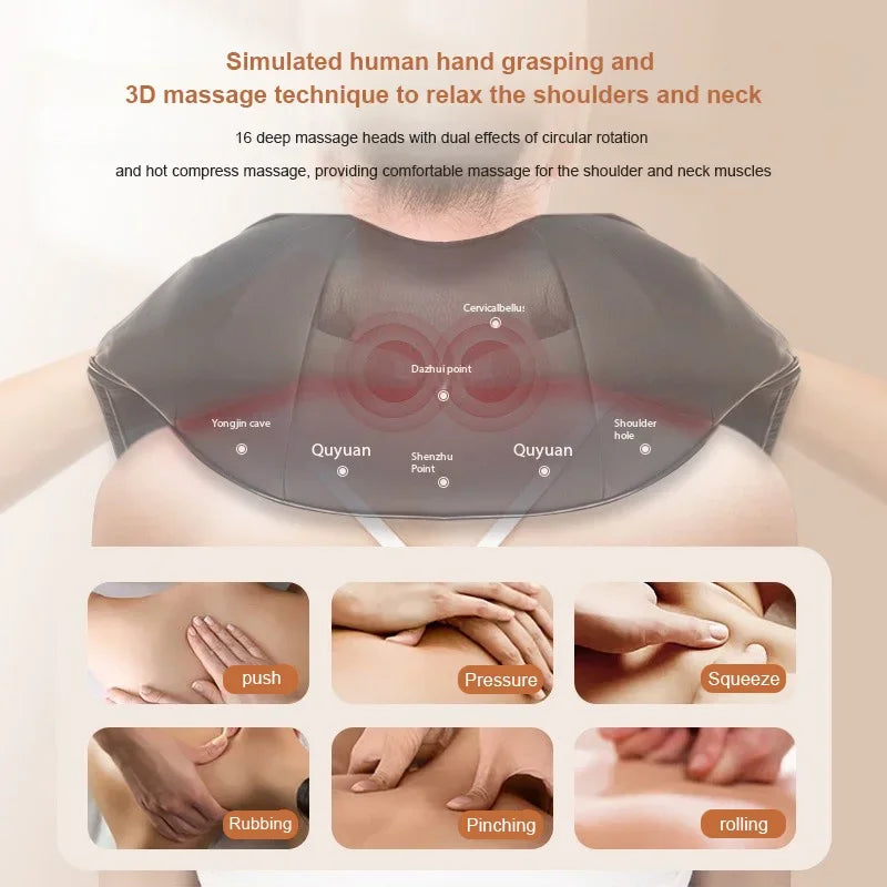 ShiatsuPro 16® 16-Head Shiatsu Massager: Deep Tissue Relief for Home and On the Go