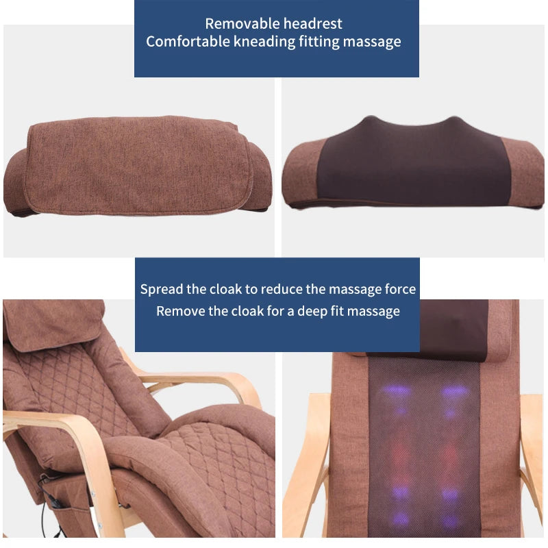 BlissWave Massage Pro®Electric Massage Rocking Chair: Back, Lumbar, and Cervical Kneading with Heating, Vibration, and Washable Pillow